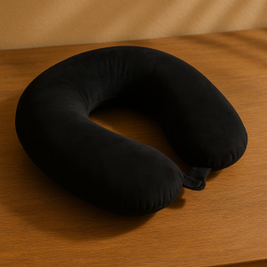 Анатомична възглавница за пътуване с мемори пяна - черна - 30 см.