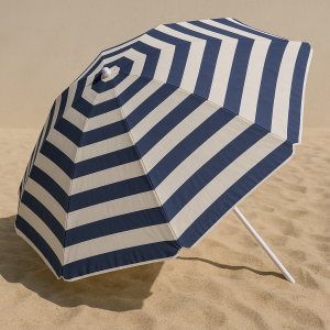 Плажен чадър синьо бяло на райе - 1.80 метра