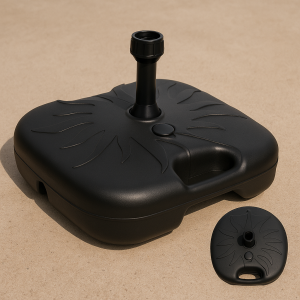 Черна пластмасова стойка за чадър - 42 х 42 х 9,5 см.