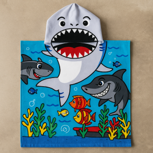Детско плажно пончо - Акула - 100% Памук - 50 x 100 см.