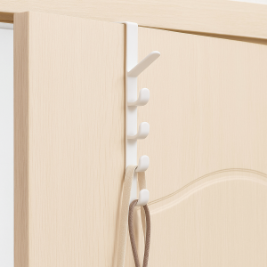 Пластмасова закачалка за врата с 5 отделения за закачане - Бяла - 28 x 2 см.