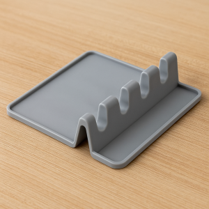 Поставка за кухненски прибори, Сива, Силиконова, 13.5 х 14 см.