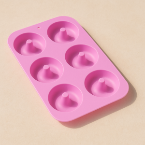 Стилна силиконова форма за 6 бр. понички, Лилава,  25,5 x 18 см.