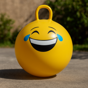 Подскачаща топка жълт емотикон, 45 см. 