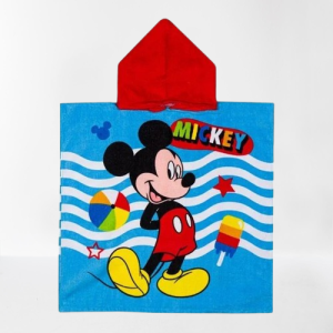 Детска плажна кърпа на Мики Маус с пончо 60 х 120 см.