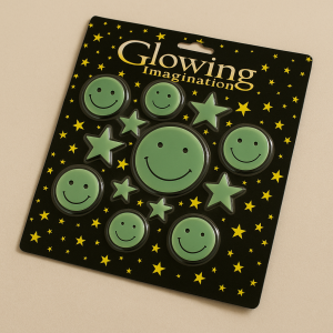Фосфоресциращи стикери за стена - усмихнати фигурки и звезди