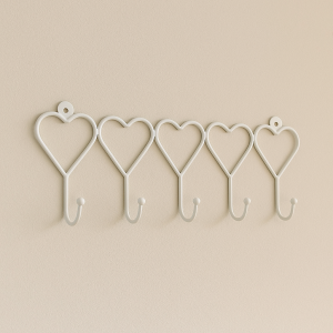 Закачалка за стена на бели сърца, 5 позиции
