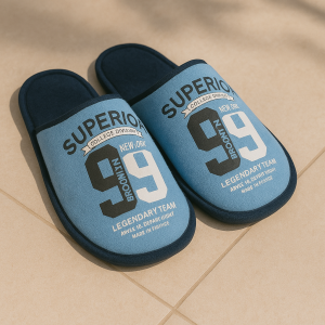 Домашни чехли - сини - надписи