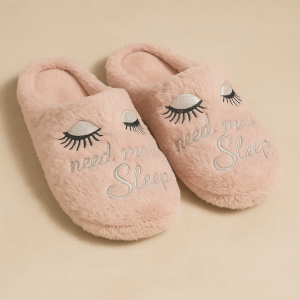 Домашни чехли - тъмнорозови - очи