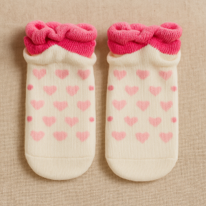 Бебешки чорапи - бели - сърца