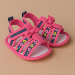 Бебешки сандали - цикламени - панделка