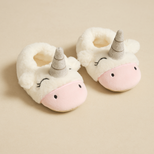 Бебешки пантофки - бели - еднорог