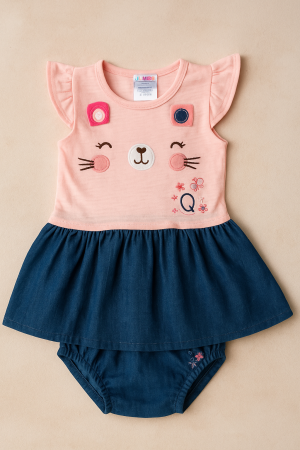 Бебешка рокличка - розово и синьо - котка