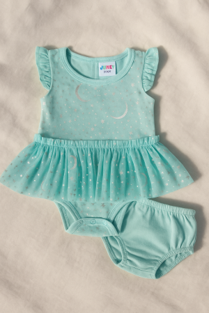 Бебешки комплект - светло син - звезди