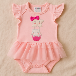 Бебешко боди - розово - тюл