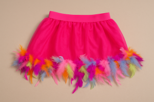 Карнавална поличка - цикламена - цветни пера