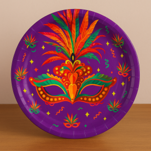 Парти чинии - маска - картонени - 18 см. - 10 бр.