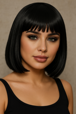 Карнавална перука - черна - късо каре