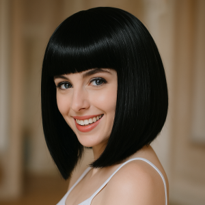 Карнавална перука - черна - френско каре