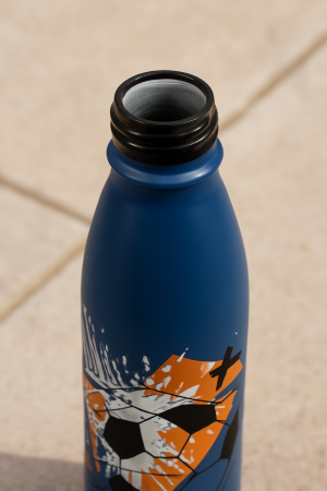 Алуминиева бутилка за вода Football (Синя) - 600 мл.