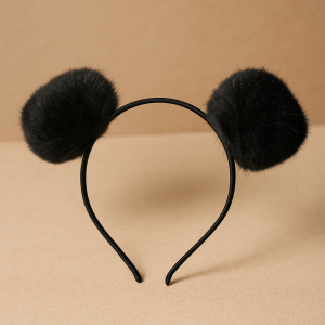 Карнавална диадема - помпони - черна