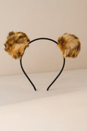 Карнавална диадема - помпони - леопард