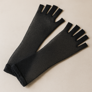 Карнавални ръкавици - мрежести - черни - отрязани