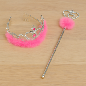 Карнавален комплект - корона и жезъл - розови