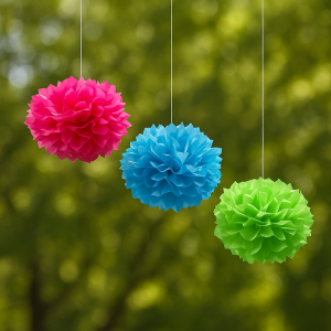 Парти декоративни помпони - цветни - 40 см.
