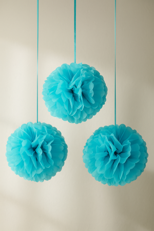 Парти декоративни помпони - сини - 40 см.
