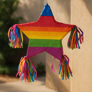 Пинята - цветна звезда - 50 см. + 50 бр. играчки