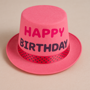 Парти шапка - цикламена - бомбе - Happy Birthday