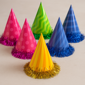 Парти шапки - цветни - 6 бр.