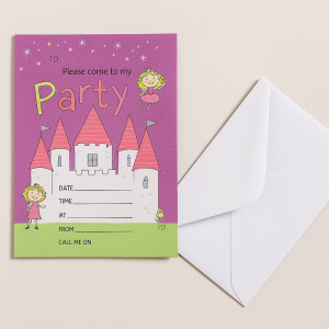 Покана за парти - приказен замък - с плик - 10 бр.