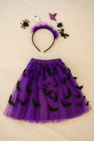 Карнавален костюм за момиче - пола с прилепи и диадема