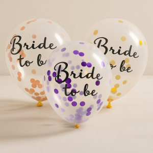 Парти балони - Bride to be - с цветни конфети - 10 бр.
