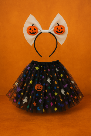 Карнавален костюм за момиче - пола с паяжини и диадема с духче