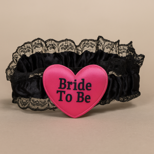 Булчински жартиер - черен - сърце