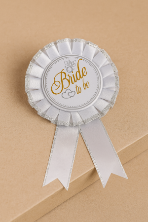 Парти значка за булка - бяла - 16 см.
