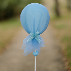 Парти балон - с панделка - син - 35 см.