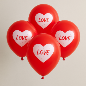 Парти балони - червени - със сърца - 20 бр.
