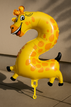 Парти балон - жираф - цифра 2 - 39 х 49 см.