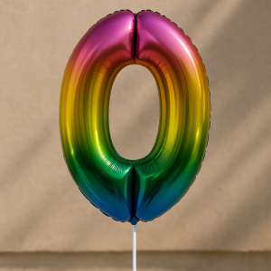 Парти балон - цветен - цифра 0 - 80 х 105 см.