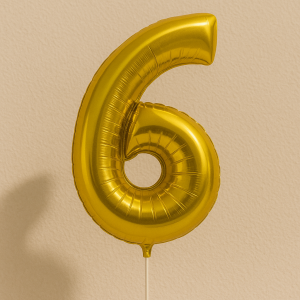 Парти балон - златист - цифра 6 - 30 х 12 см.