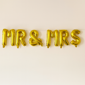 Парти балон - Mr & Mrs - златист - 35 х 300 см.