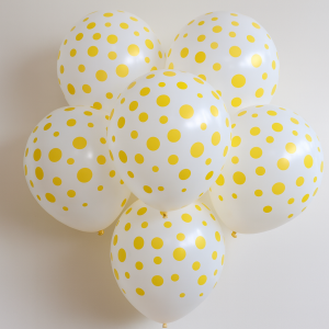 Парти балони - бели - златисти точки - 30 см. - 15 бр.