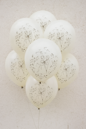 Парти балони - бели - младоженци - 30 см. - 10 бр.