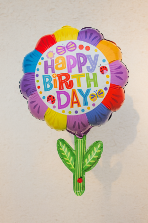 Парти балон - Happy Birthday - цвете - 54 х 74 см.