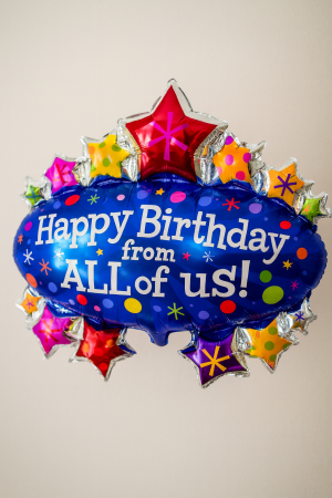 Парти балон - Happy Birthday - звезди - 90 х 95 см.