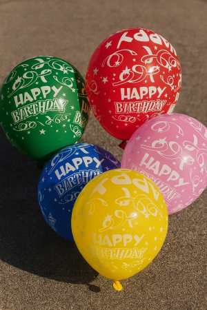 Парти балони - Happy Birthday - цветни - 30 см. - 20 бр.